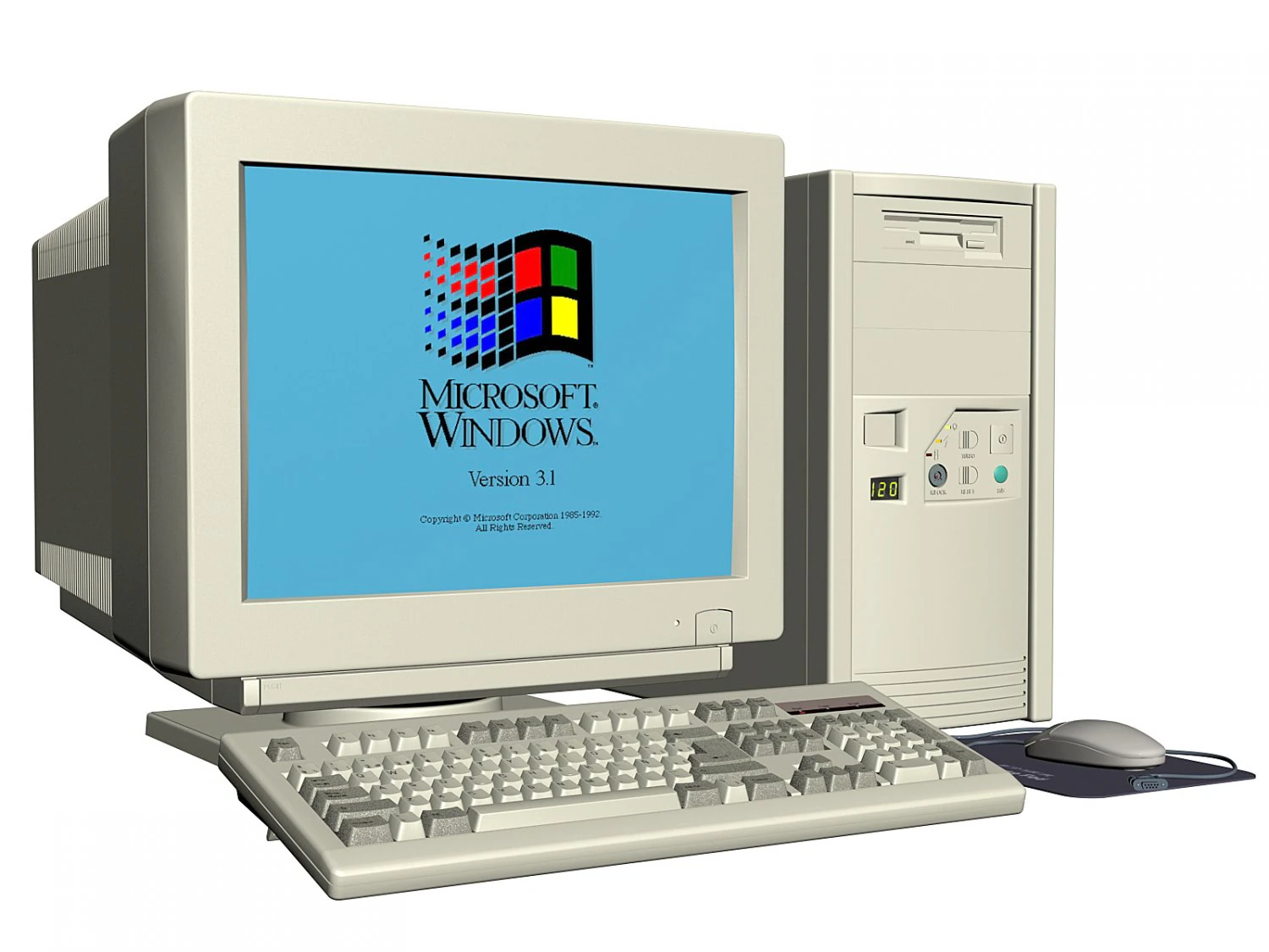 PC de escritorio antigua y antigua Modelo 3D .c4d .max .obj .3ds .fbx .stl .blend 