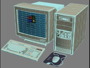 PC de escritorio antigua y antigua Modelo 3D