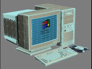 PC de escritorio antigua y antigua Modelo 3D