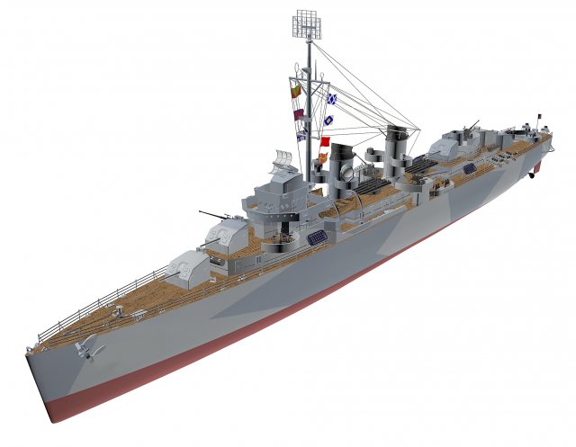 fletcher battleship 3D Model in Battleship 3DExport