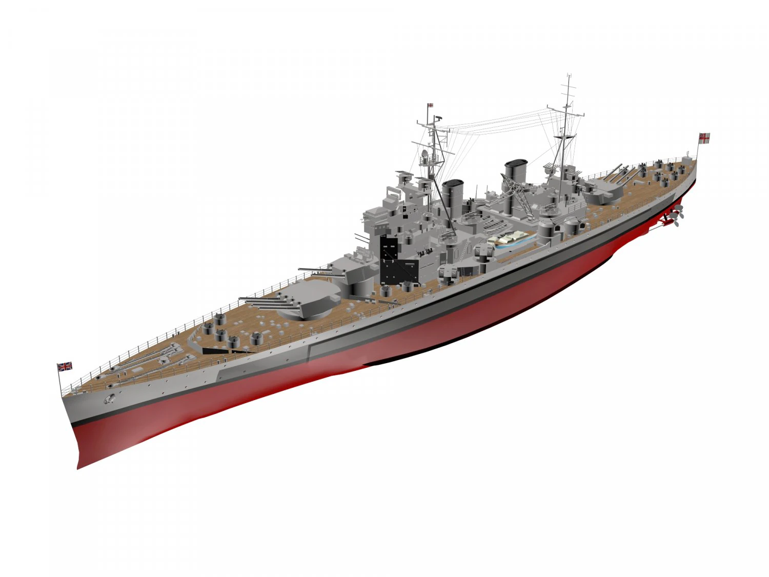 king george battleship 3D Model .c4d .max .obj .3ds .fbx .stl .blend