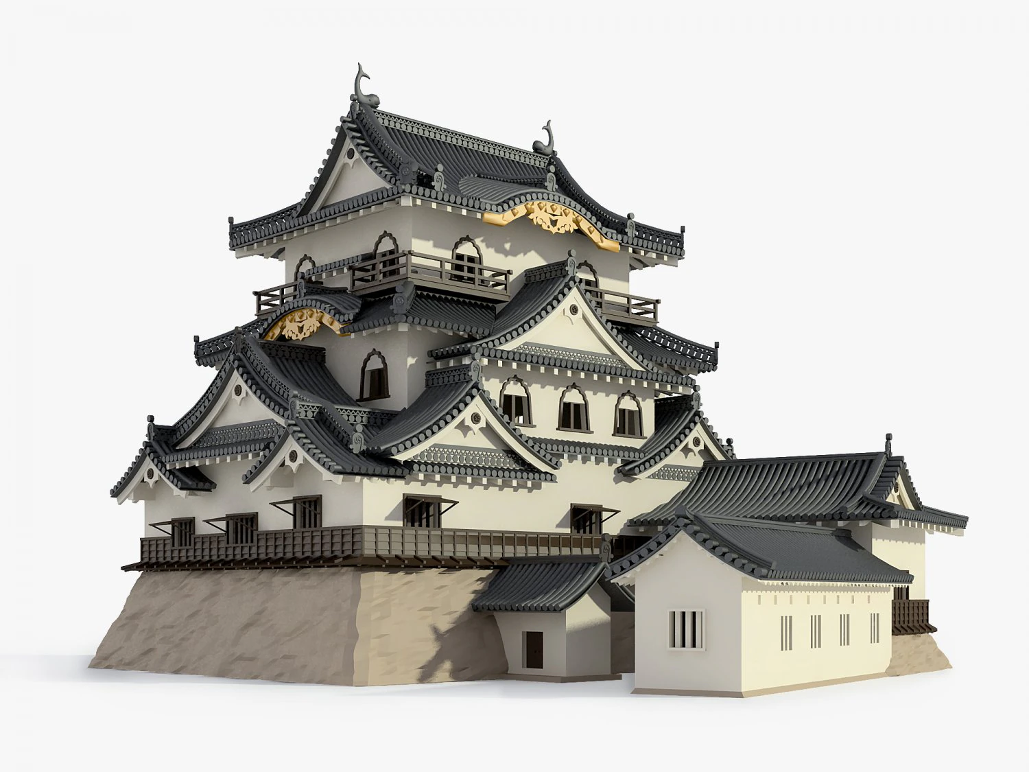 hikone japanese castle 3D Model .c4d .max .obj .3ds .fbx .stl .blend 