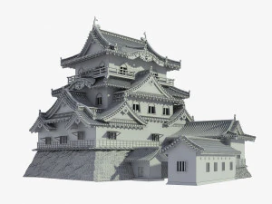 hikone japanese castle 3D Model