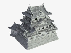 hikone japanese castle 3D Model