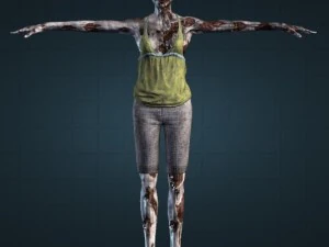 5 zombies rigged and animated 3D Model