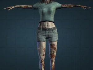 5 zombies rigged and animated 3D Model