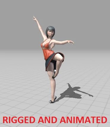 dancer woman rigged and animated 3D Model .c4d .max .obj .3ds .fbx .stl .blend 