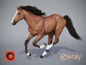 the horse in three positions 3D Model