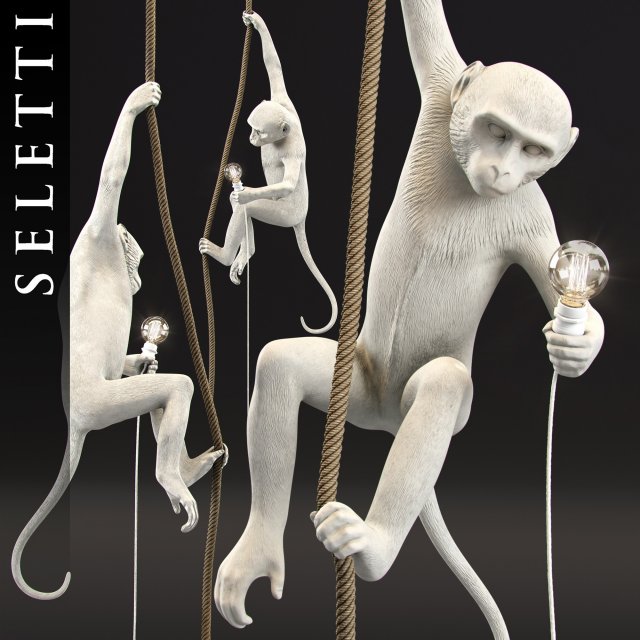 monkey lamp by seletti 3D Model .c4d .max .obj .3ds .fbx .stl .blend 
