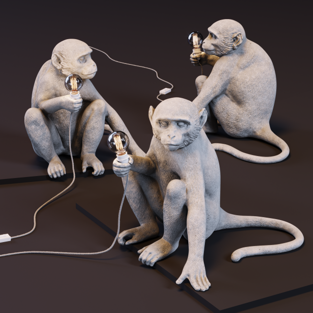the monkey lamp sitting version Low poly 3D Model