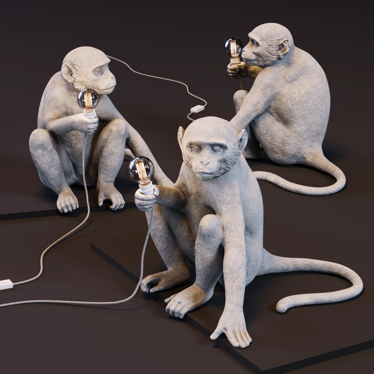the monkey lamp sitting version 3D Model .c4d .max .obj .3ds .fbx .stl .blend 