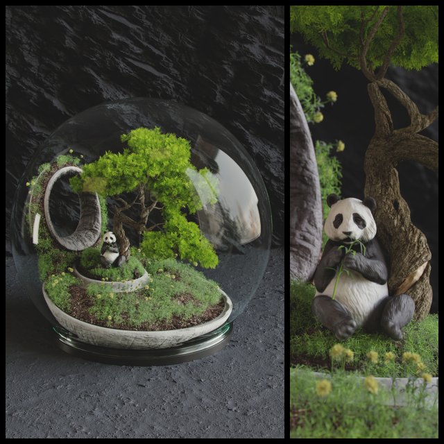 florarium bonsai 3D Модель .c4d .max .obj .3ds .fbx .stl .blend