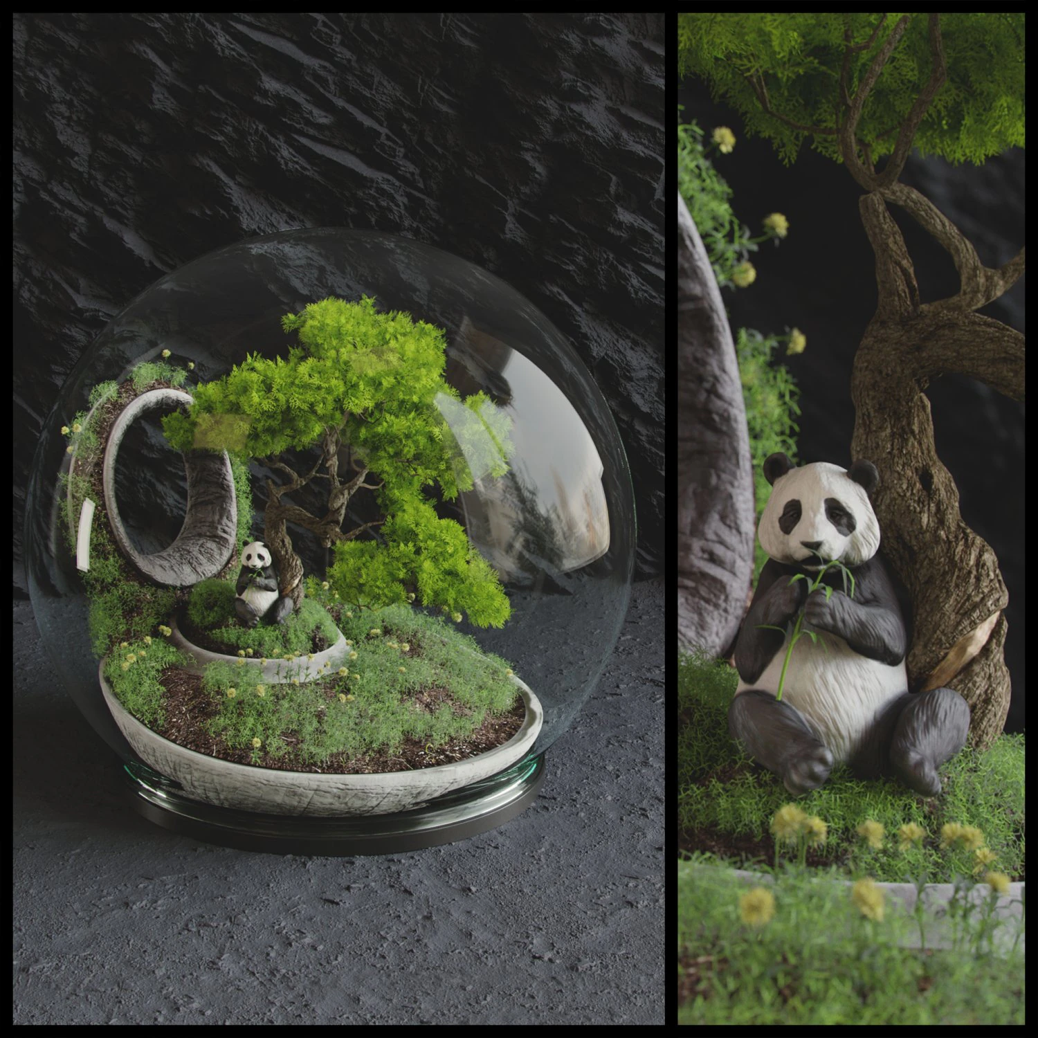 florarium bonsai 3D Model .c4d .max .obj .3ds .fbx .stl .blend 
