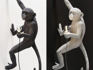 la lampe singe suspendue &agrave; droite version low et high poly vr - ar - low-poly Modèle 3D