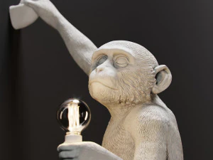la lampe singe suspendue &agrave; droite version low et high poly vr - ar - low-poly Modèle 3D
