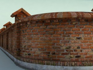 brick fence wall gate 3D Модель