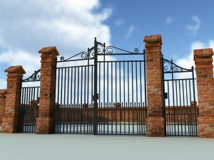 brick fence wall gate 3D Модель