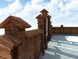 brick fence wall gate 3D Модель