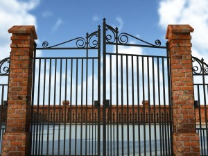 brick fence wall gate 3D Модель
