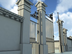 brick fence wall gate 3D Модель