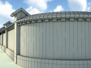 brick fence wall gate 3D Модель