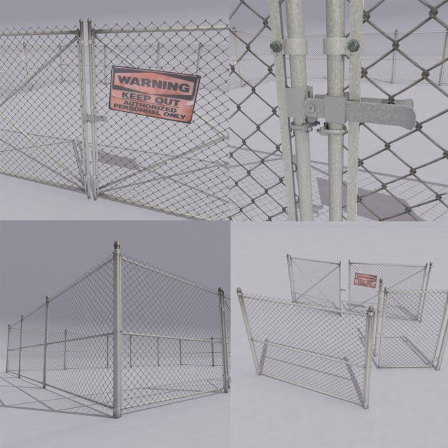 chain link metal fence Modèle 3D .c4d .max .obj .3ds .fbx .stl .blend 