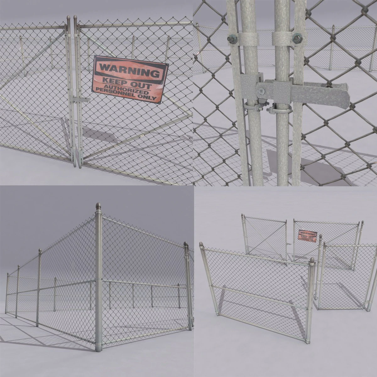 chain link metal fence 3D Model .c4d .max .obj .3ds .fbx .stl .blend