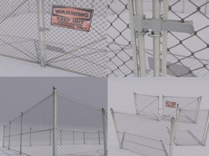 chain link metal fence 3D Model