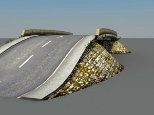 damaged road pack low poly 3D Model