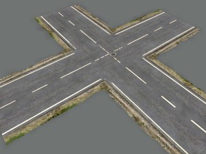 damaged road pack low poly 3D Model
