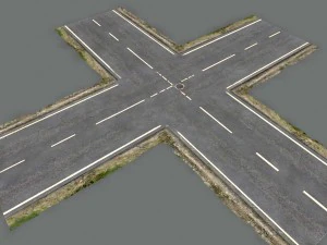 Besch&auml;digtes Stra&szlig;enpaket mit niedrigem Poly 3D Modell