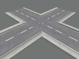 damaged road pack low poly 3D Model