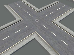 Besch&auml;digtes Stra&szlig;enpaket mit niedrigem Poly 3D Modell