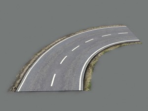 damaged road pack low poly 3D Model