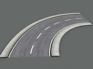 damaged road pack low poly 3D Model