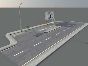 damaged road pack low poly 3D Model