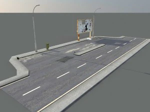 Besch&auml;digtes Stra&szlig;enpaket mit niedrigem Poly 3D Modell