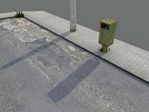 damaged road pack low poly 3D Model