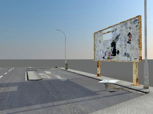 Besch&auml;digtes Stra&szlig;enpaket mit niedrigem Poly 3D Modell