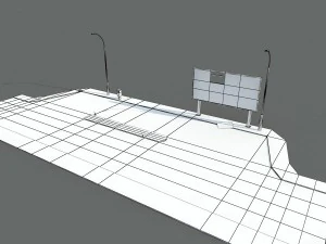 Besch&auml;digtes Stra&szlig;enpaket mit niedrigem Poly 3D Modell