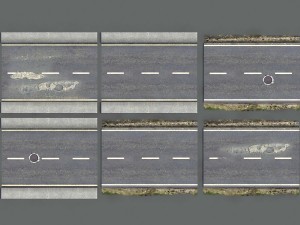 damaged road pack low poly 3D Model