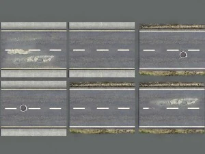 Besch&auml;digtes Stra&szlig;enpaket mit niedrigem Poly 3D Modell