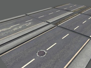 damaged road pack low poly 3D Model