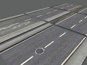 Besch&auml;digtes Stra&szlig;enpaket mit niedrigem Poly 3D Modell