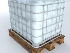 liquid plastic tank on pallet 3D Model