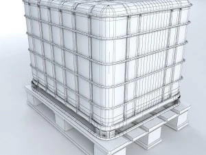 liquid plastic tank on pallet 3D Model
