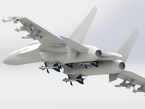 su 27 with rockets r77 r73 and r27 3D Model