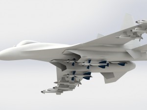 su 27 with rockets r77 r73 and r27 3D Model