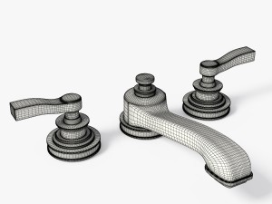 rh asbury lever-handle widespread faucet set Model 3D