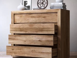 Cômoda com 4 gavetas em carvalho russo recuperado Modelo 3D